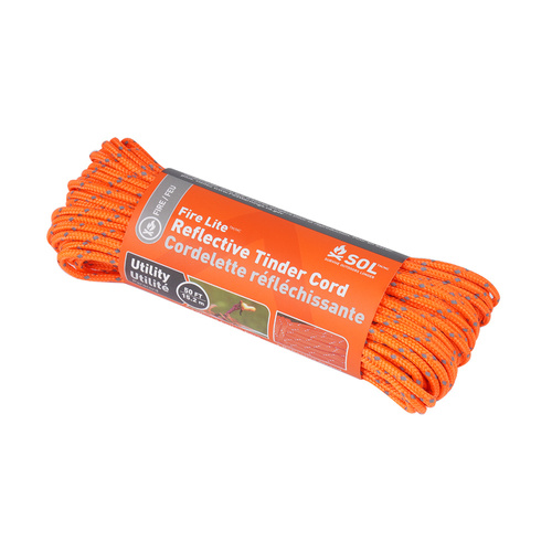 SOL - Paracord 550 Reflective Tinder Cord Fire Lite - 15.2 m (50 ft) - Orange - 0140-1734