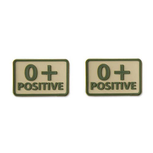 Helikon - PVC Patch - Blutgruppe - 0+ POS - Khaki - 2 Stück