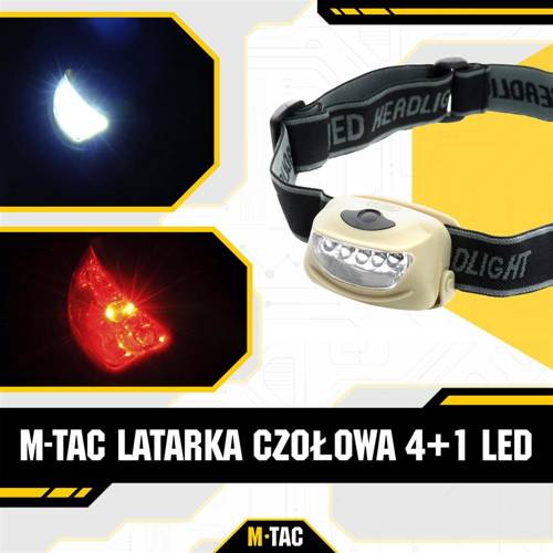 M-Tac - 4+1 LED-Kopflampe - Khaki - MTC-HL-022