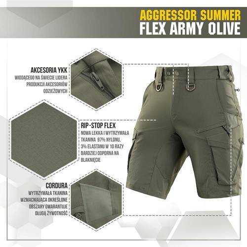 M-Tac - Aggressor Sommer Flex Tactical Shorts - Army Olive - 20472062