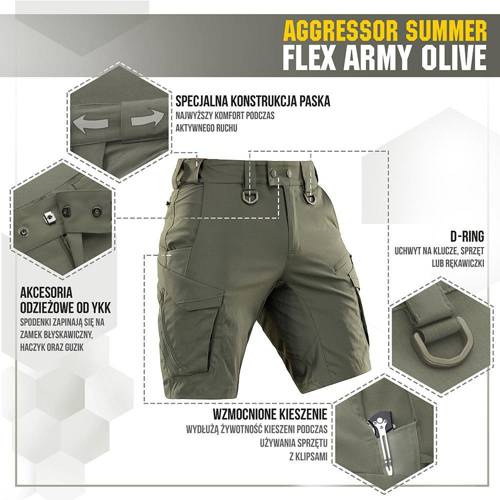 M-Tac - Aggressor Sommer Flex Tactical Shorts - Army Olive - 20472062