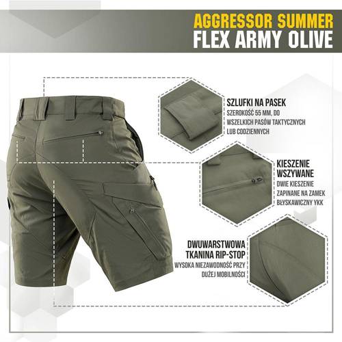 M-Tac - Aggressor Sommer Flex Tactical Shorts - Army Olive - 20472062