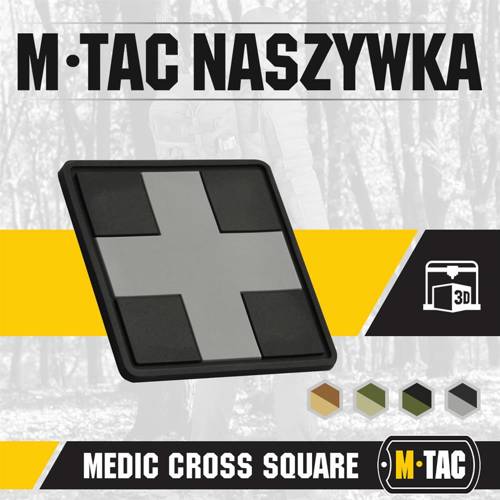 M-Tac - Medic Cross Square 3D PVC Patch - Schwarz / Grau - 51124211