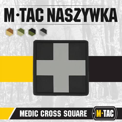 M-Tac - Medic Cross Square 3D PVC Patch - Schwarz / Grau - 51124211