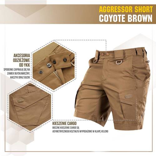 M-Tac - Taktische Shorts Aggressor - PoliCotton - Rip-Stop - Coyote Brown - 20018017