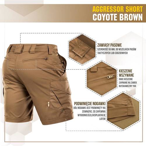 M-Tac - Taktische Shorts Aggressor - PoliCotton - Rip-Stop - Coyote Brown - 20018017