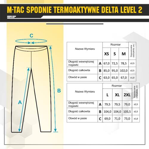 M-Tac - Thermoactive Pants Delta Level 2 - Fleece - Herren - Schwarz - 70005002