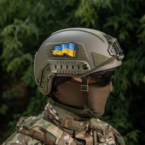 M-Tac – Ukraine-Flaggen-Aufnäher – Stickerei – Cordura 500D – links – Rangergrün – 51298023