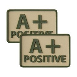 Helikon - PVC Patch - Blood Type - A+ POS - Khaki - 2 pcs