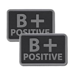 Helikon - PVC Patch - Blood Type - B+ POS - Black - 2pcs