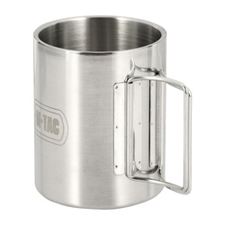 M-Tac - Thermal Mug with Folding Handle - 450 ml - Steel - Silver - CL1C-M83