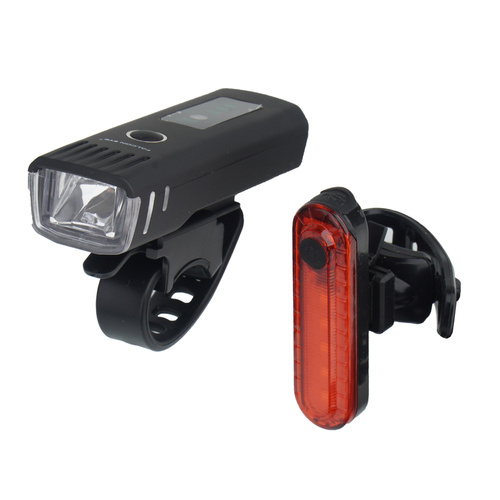 Falcon Eye - Bicycle Lamp Set City - 250 lm/10 lm - Black/Red - FBS0081