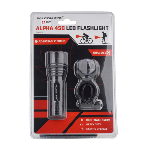 Falcon Eye - Flashlight with Bike Mount Alpha LED - 450 lm - Black - FHH0132