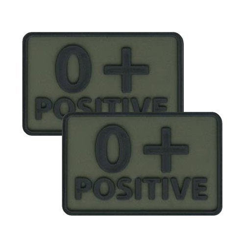 Helikon - PVC Patch - Blood Type - 0+ POS - Olive Green - 2pcs