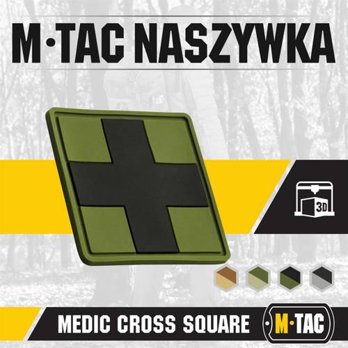 M-Tac - Medic Cross Square 3D PVC Patch - Black/Olive - 51124102