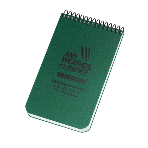 Modestone - Waterproof Notebook - 76 x 130 mm - 50 Sheets - Green  - A13MIL 