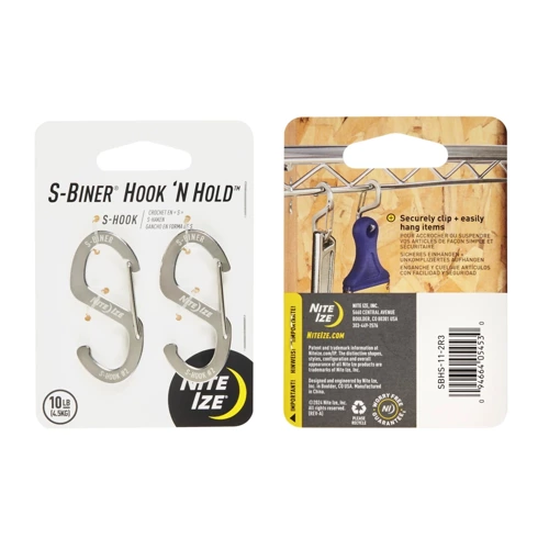 Nite Ize - Carabiner S-Biner Hook 'N Hold S-Hook Small - 2 pcs. - Steel - Silver - SBHS-11-2R3