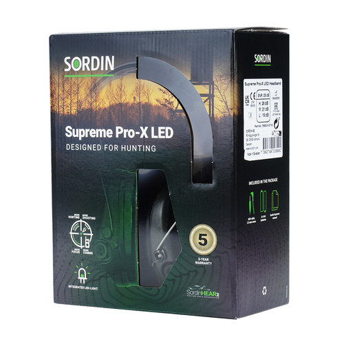 Sordin - Supreme Pro-X LED Active Ear Protectors - Green - 75302-X-07-S