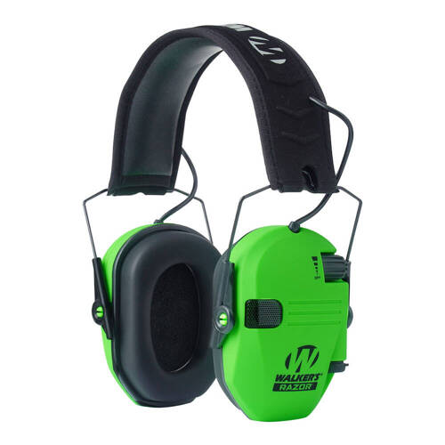 Walker's - Active Hearing Protectors Razor Slim - Hi Viz Green - GWP-RSEM-HVG