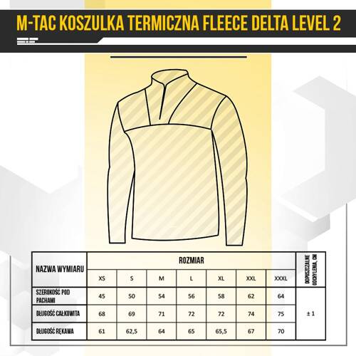 M-Tac - Koszulka Męska Termiczna z Długim Rękawem Delta Level 2 - Czarna - 70002002