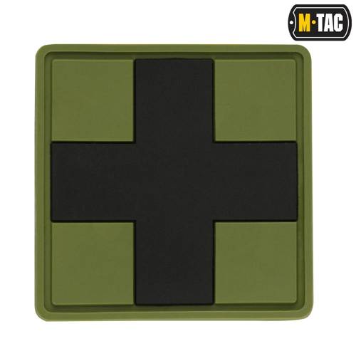 M-Tac - Naszywka 3D PVC Medic Cross Square - Czarny/Oliwkowy - 51124102