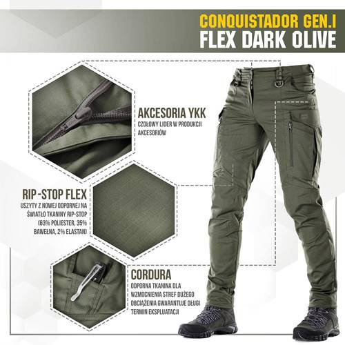 M-Tac - Spodnie taktyczne Conquistador Gen.I Flex - Ripstop - Army Olive - 20059062