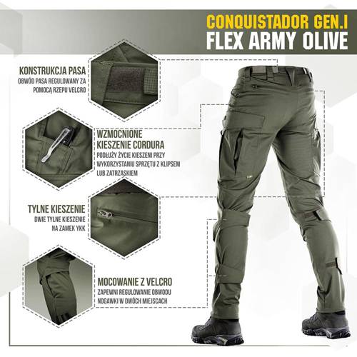 M-Tac - Spodnie taktyczne Conquistador Gen.I Flex - Ripstop - Army Olive - 20059062