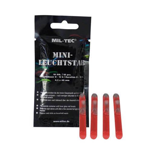 Mil-Tec - Lightstick światła chemiczne Mini - 4,5 x 40 mm - 10 szt. - Czerwony - 14931510