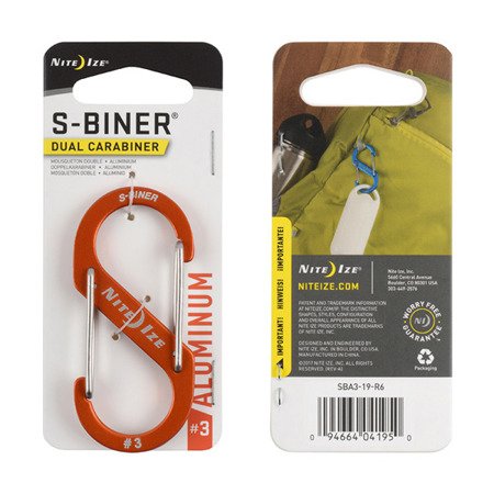 Nite Ize - Karabinek S-Biner® Aluminum Dual Carabiner #3 - Pomarańczowy - SBA3-19-R6